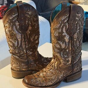 Brown and Gold Western Cowboy Boots